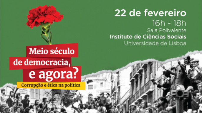 Primeira sessão do ciclo «Meio século de democracia, e agora?»: Corrupção e ética na política | Lisboa, ICS, 22 de fevereiro de 2024