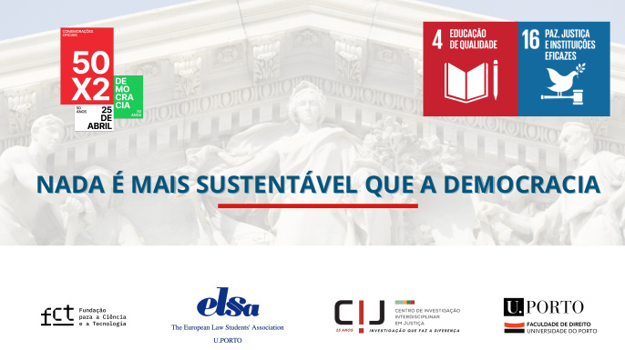 Colóquio “Nada é mais sustentável que a democracia” | FDUP - Faculdade de Direito da Universidade do Porto, 22 de abril de 2024